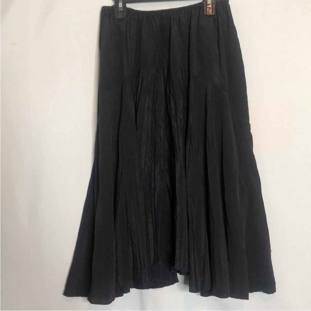 Vince Black pleated Silk micropleat & Acetate Midi Skirt XS